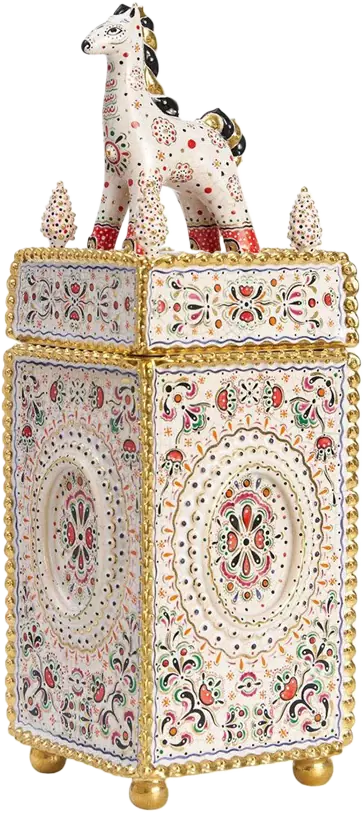 Скульптура «Высокий Ларец Русского Узорочья с Коником Грива Косичкой»