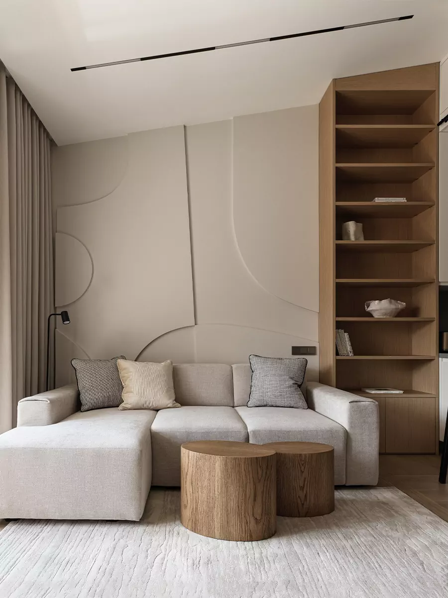 Теплая древесина и графичные детали в интерьере квартиры под мансардной крышей — проект Екатерины Шиловой