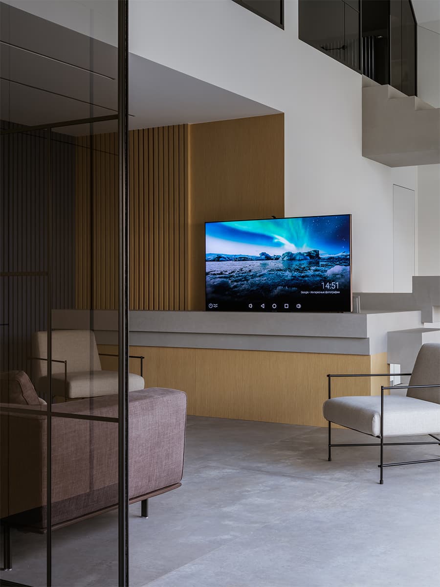 Модернистский интерьер квартиры с винтажными деталями — проект Architectural Studio RE