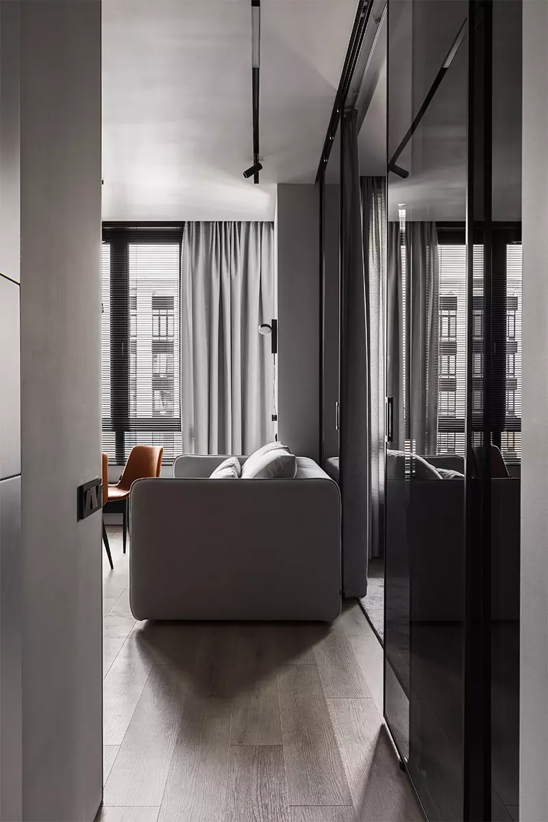 Природные фактуры в интерьере небольшой квартиры под сдачу в аренду — проект Михаила Иванцова