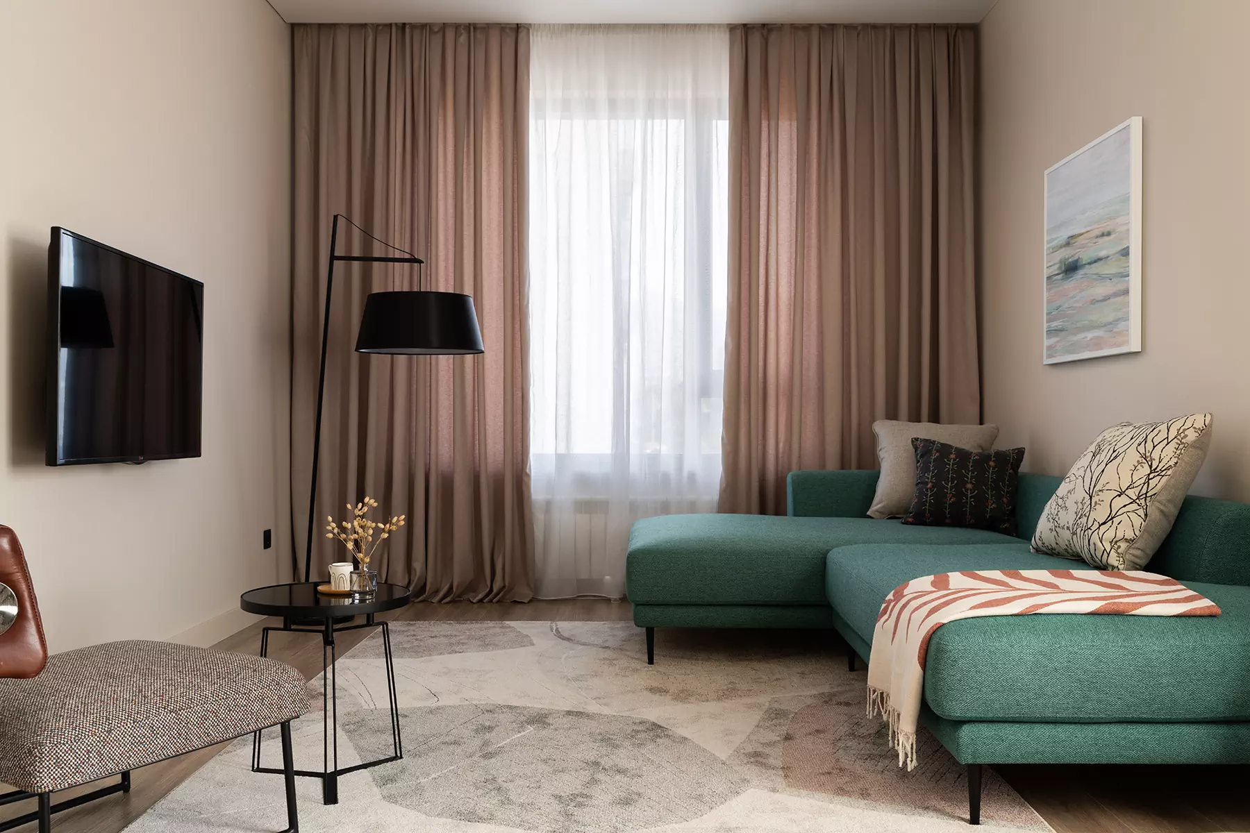 Природные оттенки и функциональные системы хранения в интерьере квартиры для молодой пары — проект Гульнары Алимбаевой и Дилары Байзаковой