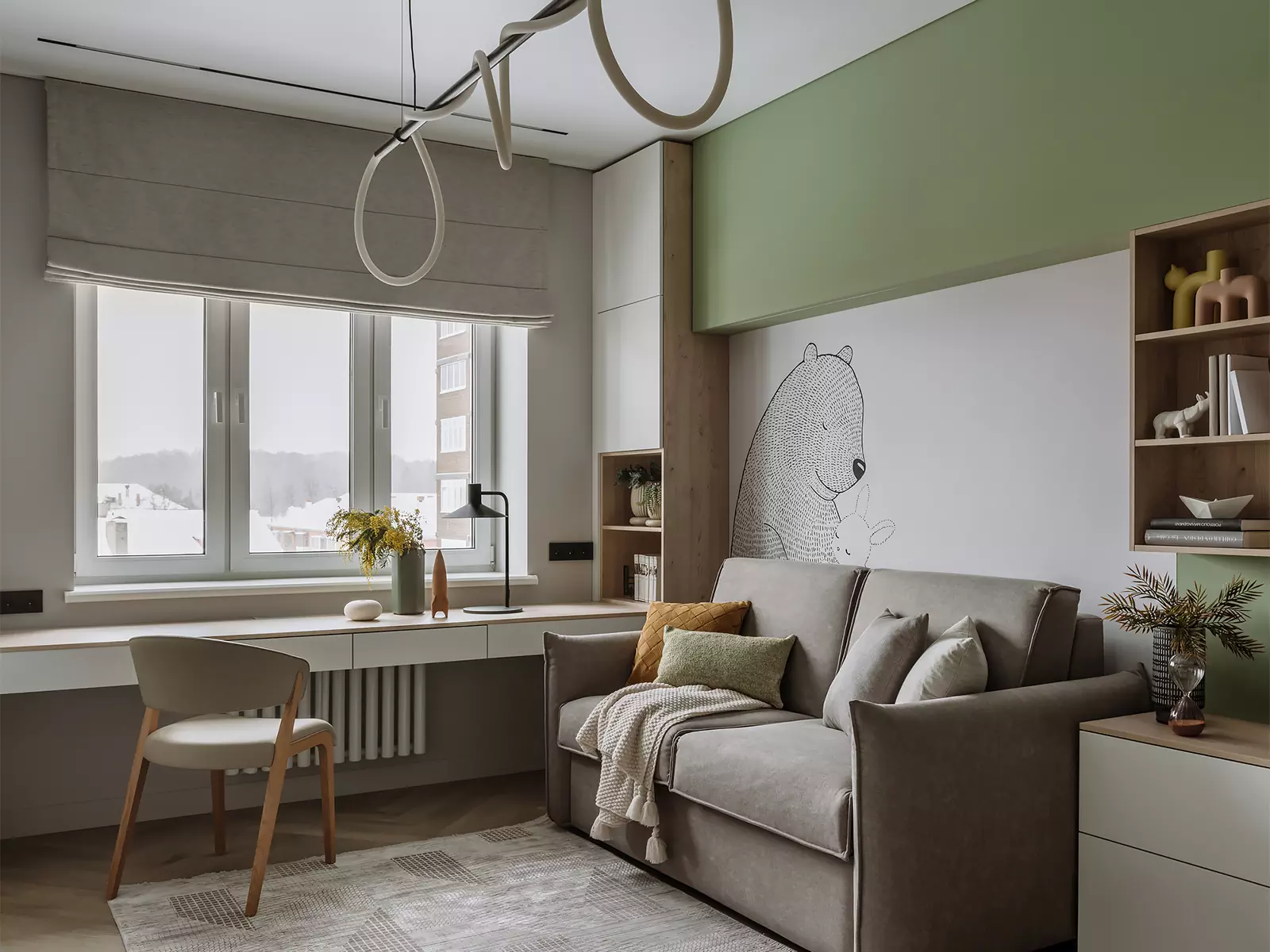 Расслабленная палитра и натуральные материалы в интерьере большой квартиры — проект студии дизайна ROOM