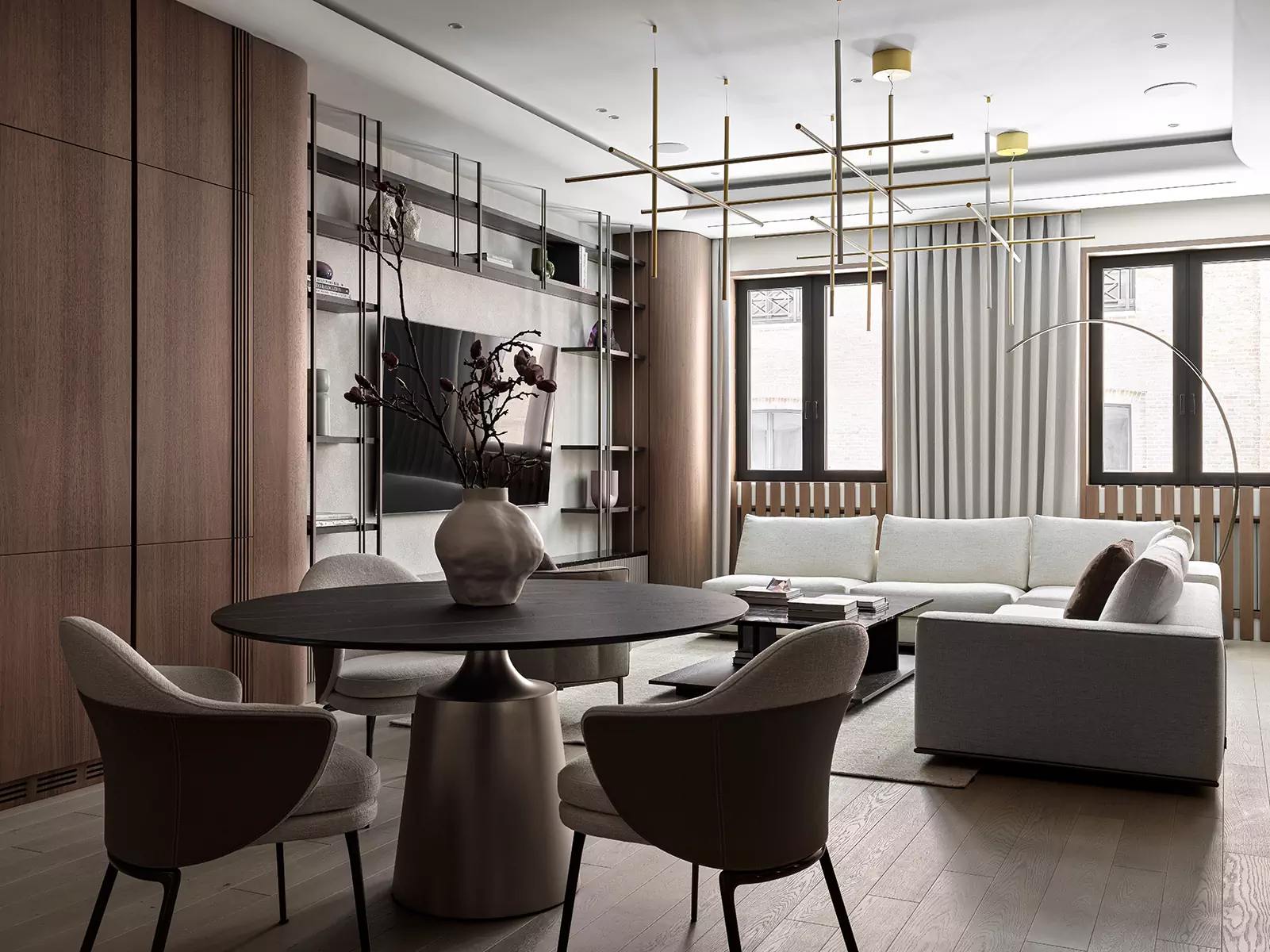 Гибкие формы и природные материалы в интерьере квартиры на Софийской набережной — проект студии Rubleva Design & Architecture