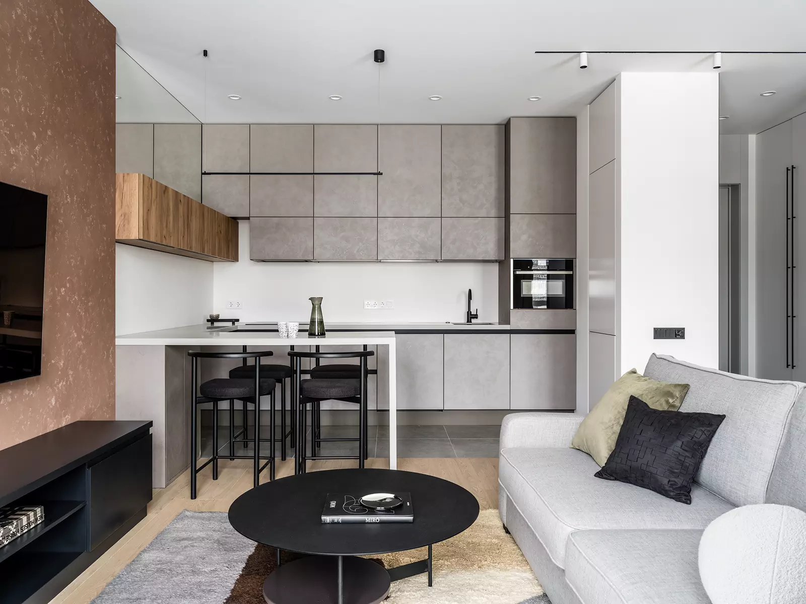 Динамичные решения в спокойном интерьере квартиры для молодого человека — проект студии ANDdesign