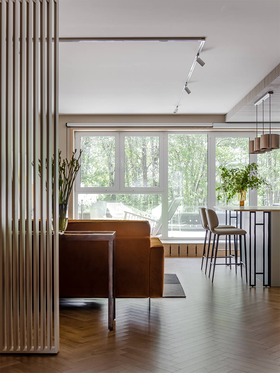 Современное искусство и яркие акценты в интерьере квартиры с террасой — проект Елены Ерашевич