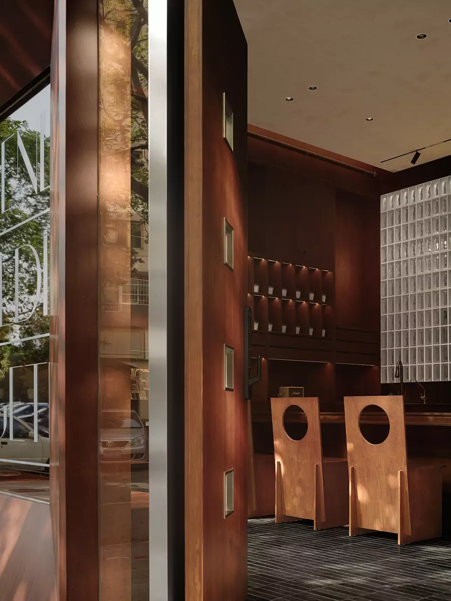 Геометрические формы и отсылки к модернизму в интерьере китайского кафе-коворкинга — проект студии Aurora Design