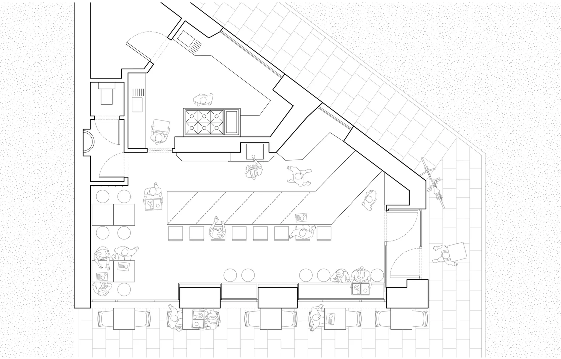Акцентные панно с японскими иероглифами в интерьере швейцарского бургер-бара — проект Sapid Studio