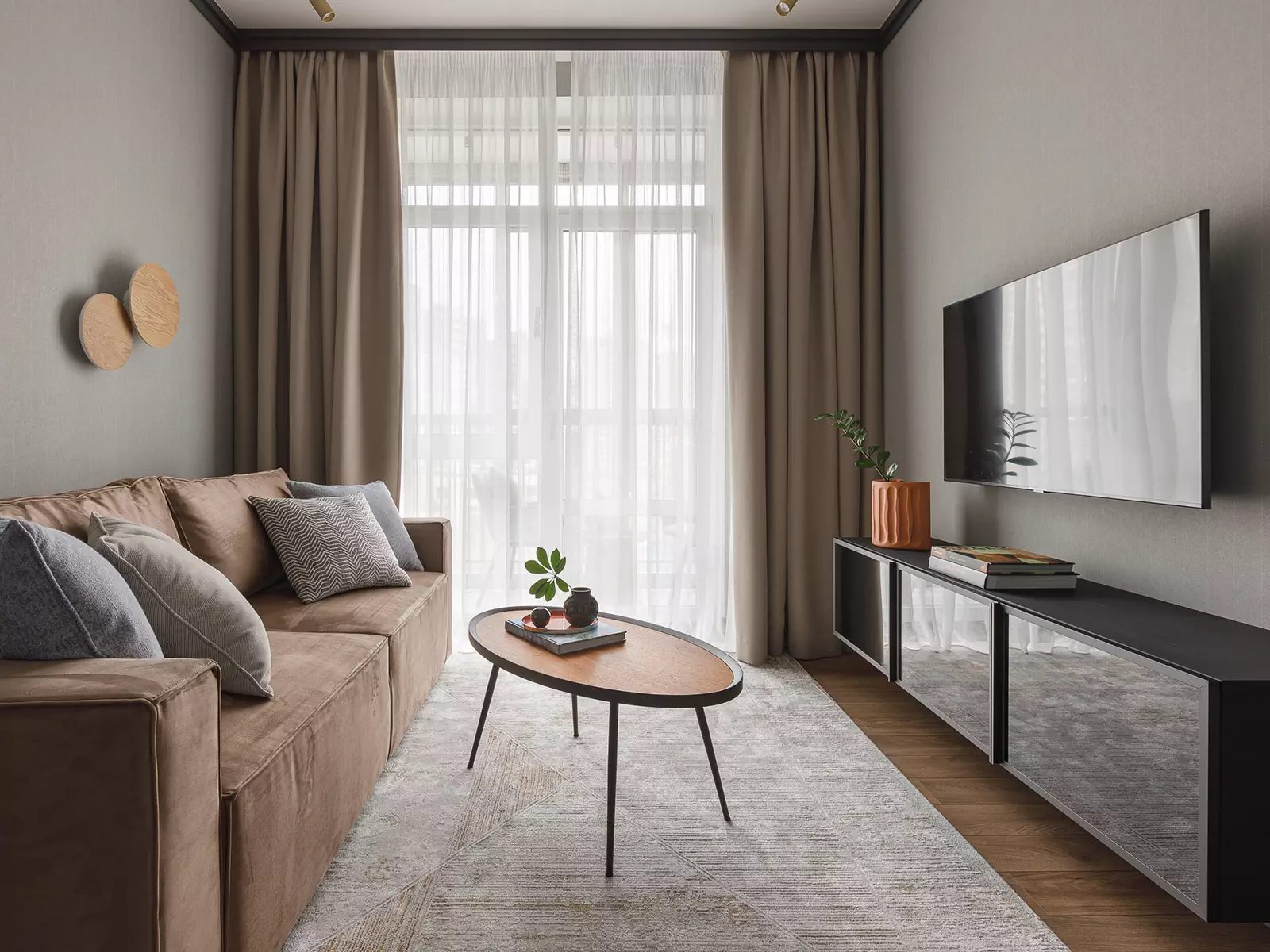 Натуральный камень и детали ручной работы в интерьере квартиры под сдачу в аренду — проект Евгении Николаевой