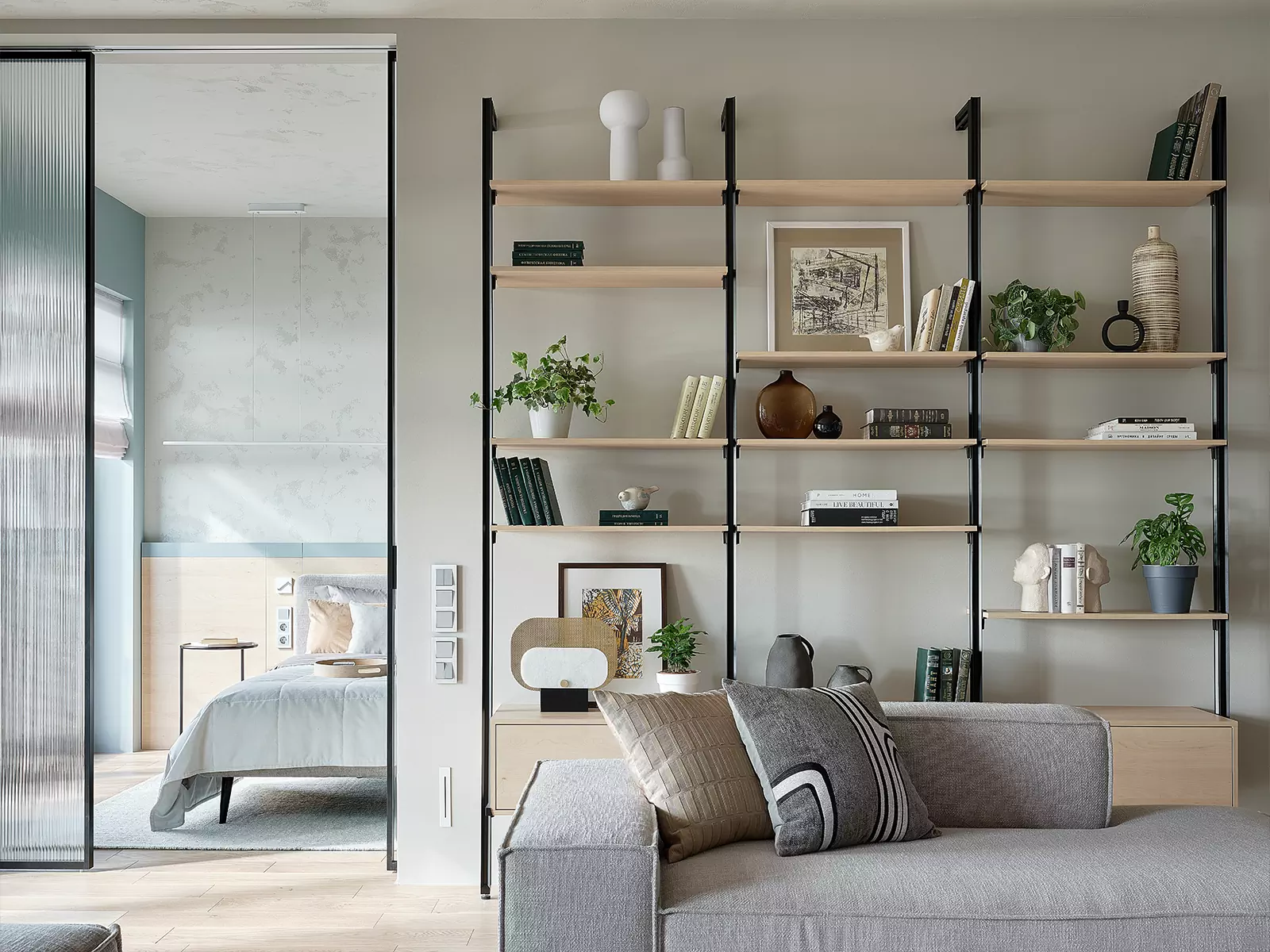 Интерьер квартиры для молодого человека, вдохновленный образом реки — проект Татьяны Ершовой