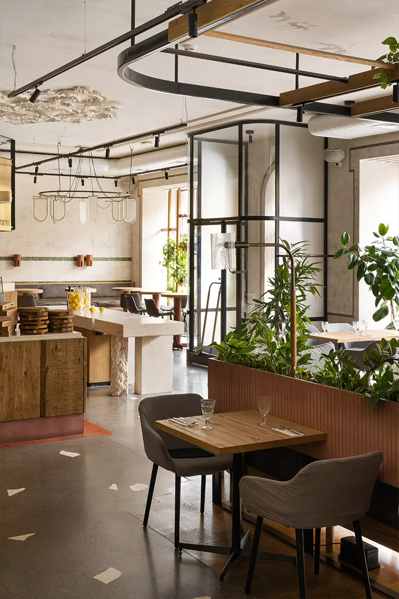 Интерьер петербургского ресторана, вдохновленный творениями Карло Скарпы — проект PAUM Design