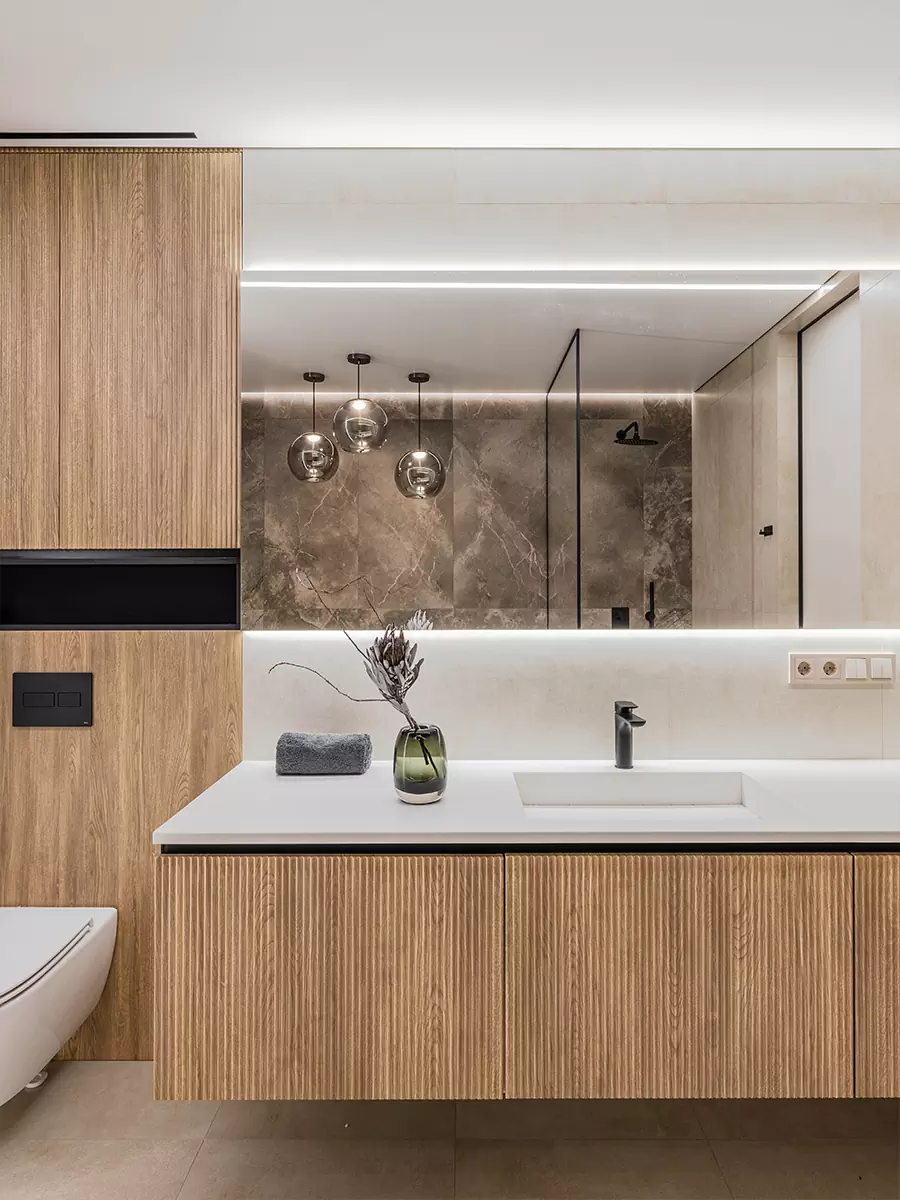 Оттенки осеннего леса в интерьере квартиры для семейной пары из Уфы — проект Алины Ганиевой