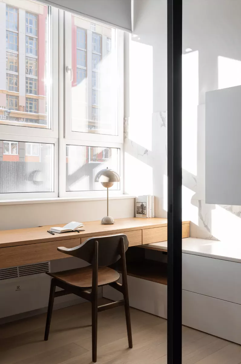 Дополнительный этаж и бетонные поверхности в интерьере небольшой московской квартиры – проект Наталии Рыбаковой