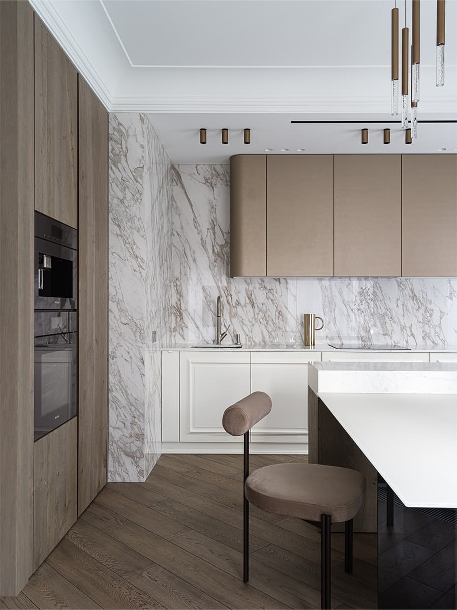 Элегантный интерьер квартиры со сложной планировкой и продуманной детской — проект Евгения Яковлевой