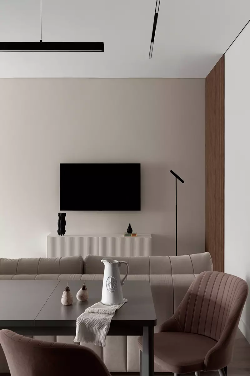 Умиротворенный интерьер квартиры в Алматы с функциональными перегородками — проект Яздурсун Хождабердыевой