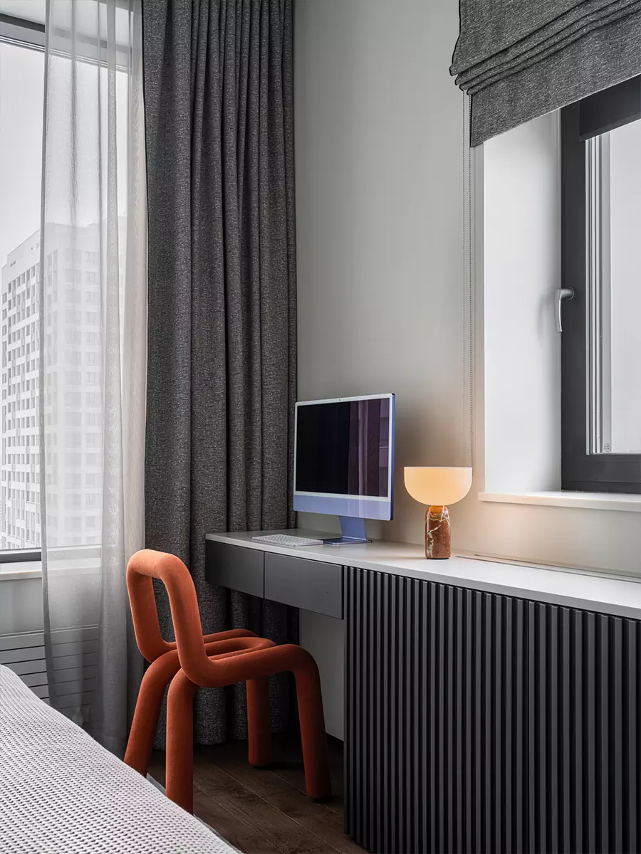 Визуальная чистота в интерьере квартиры на 23 этаже небоскреба с видом на Москву-реку — проект Натальи Федотовой