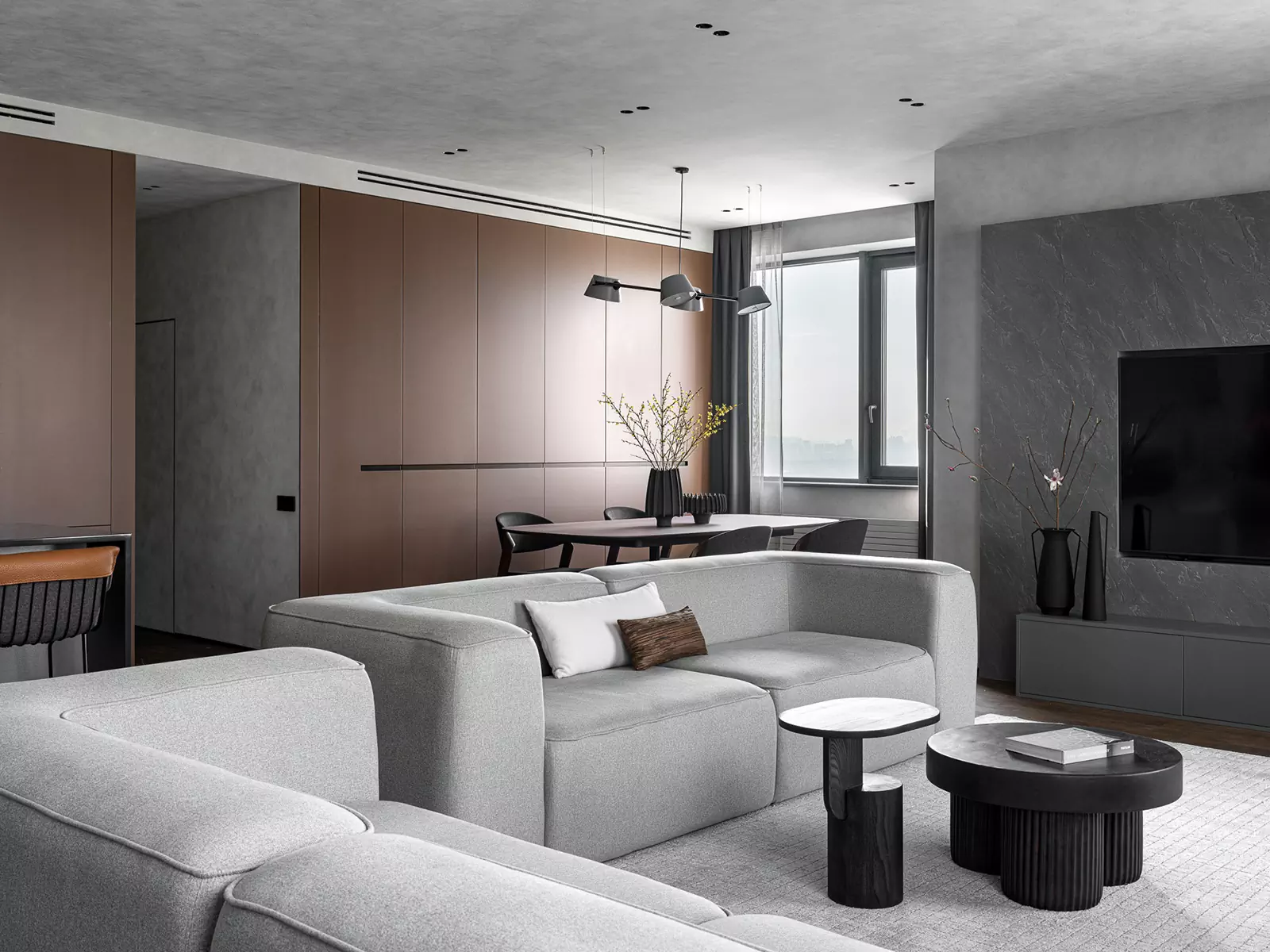 Визуальная чистота в интерьере квартиры на 23 этаже небоскреба с видом на Москву-реку — проект Натальи Федотовой