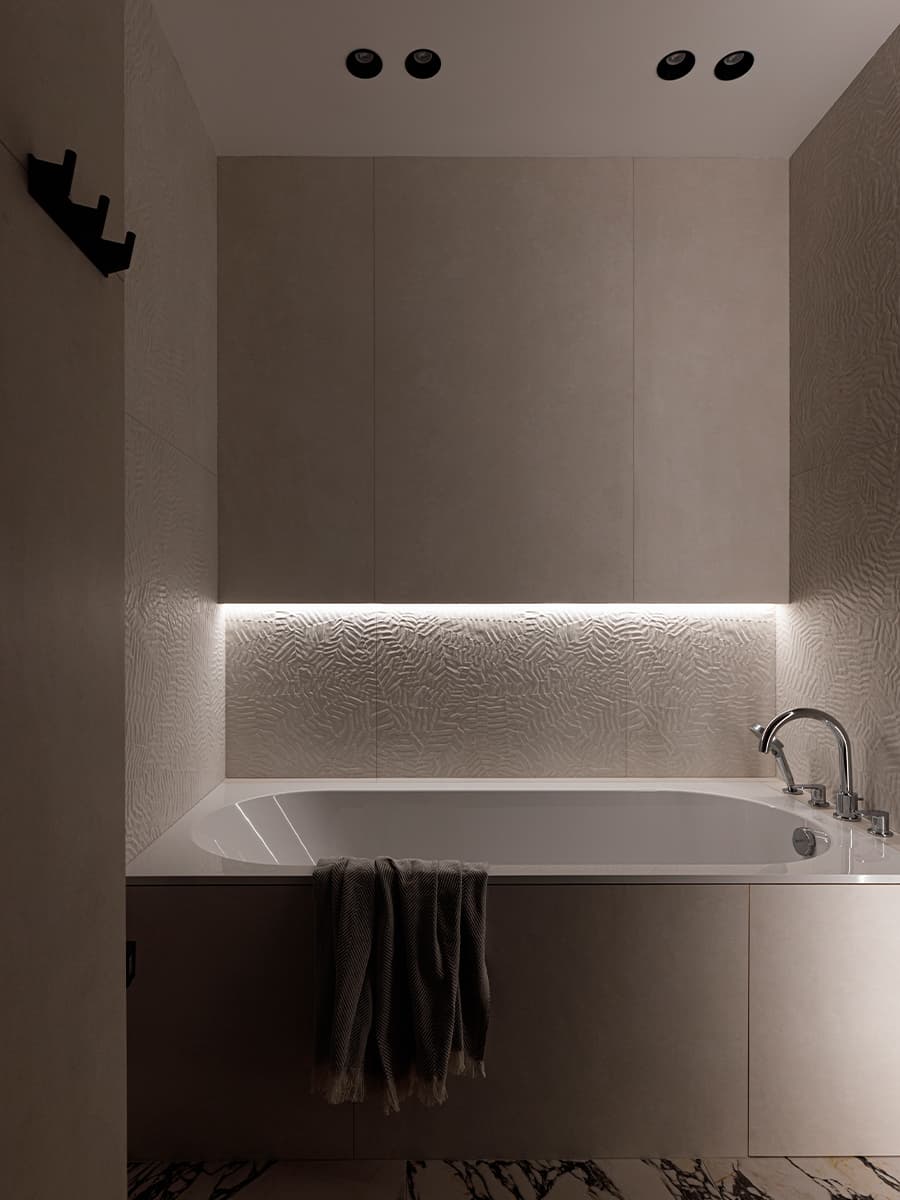 Стильный монохром и акценты из искусственного камня в интерьере квартиры с зимним садом — проект Анны Шаповаловой