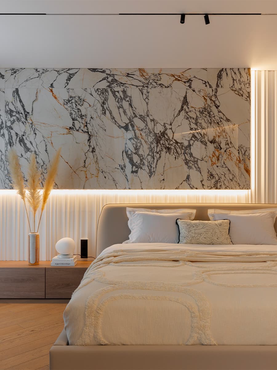 Стильный монохром и акценты из искусственного камня в интерьере квартиры с зимним садом — проект Анны Шаповаловой