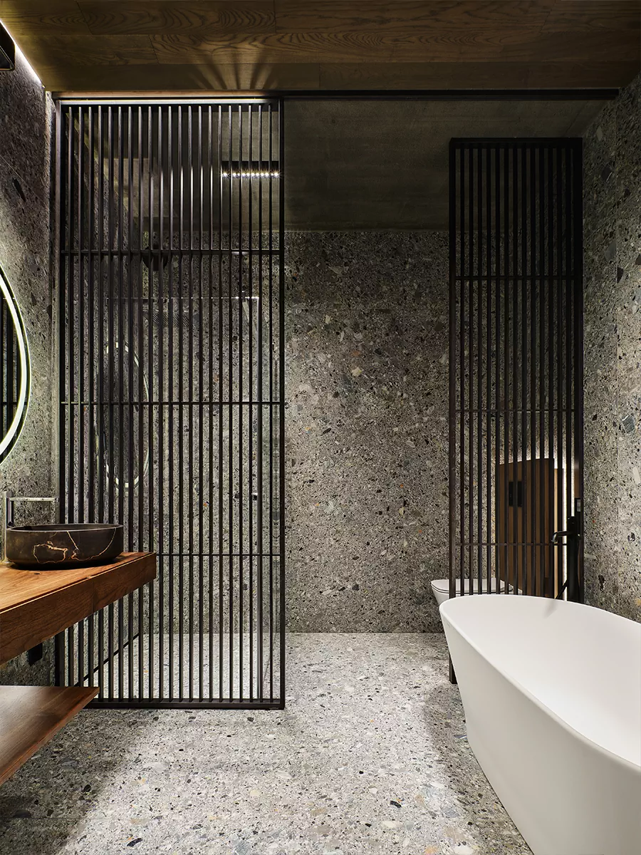 Необычный деревянный потолок и ритмичные рейки в медитативном интерьере квартиры — проект Валентины Агейкиной