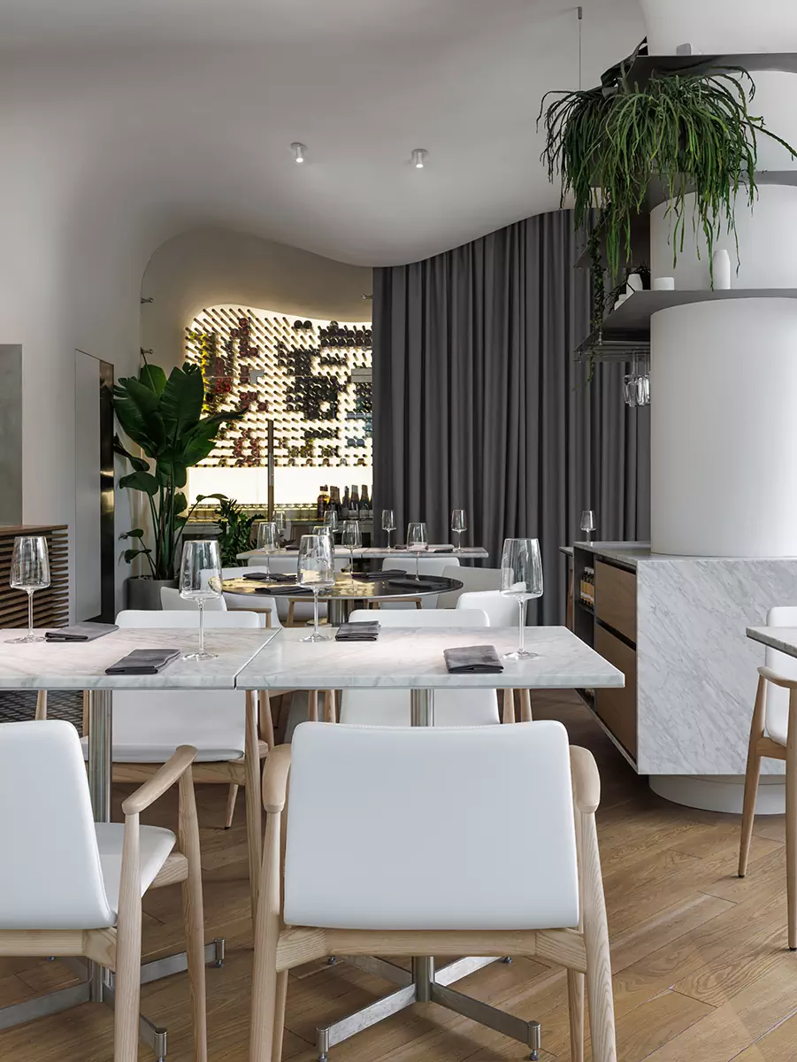 «Парящие» столярные изделия и скульптурный потолок в интерьере петербургской кондитерской — проект Марата Мазура