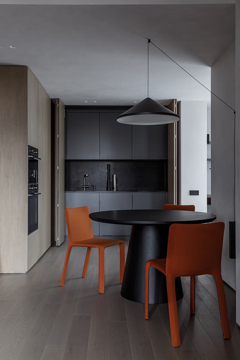 Строгие перегородки и шпонированные панели в интерьере квартиры для молодого человека — проект Ольги Омельченко