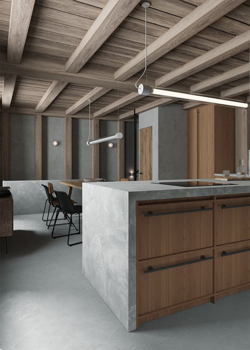 Брутальные фактуры и отсылки к модернизму в интерьере старинного парижского коттеджа — проект BRANCH STUDIO