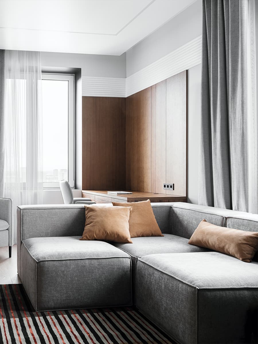 Интерьер квартиры с собственной музыкальной студией для молодого бизнесмена — проект Алины Пужак