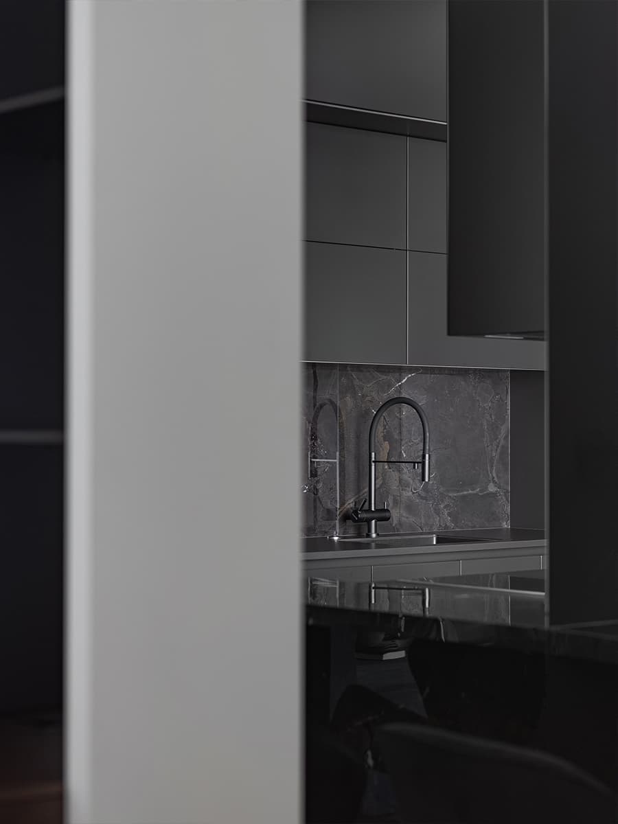 Все и сразу: большая гостиная, хаммам и рабочий кабинет в квартире сложной планировки — проект Сергея Купреенко