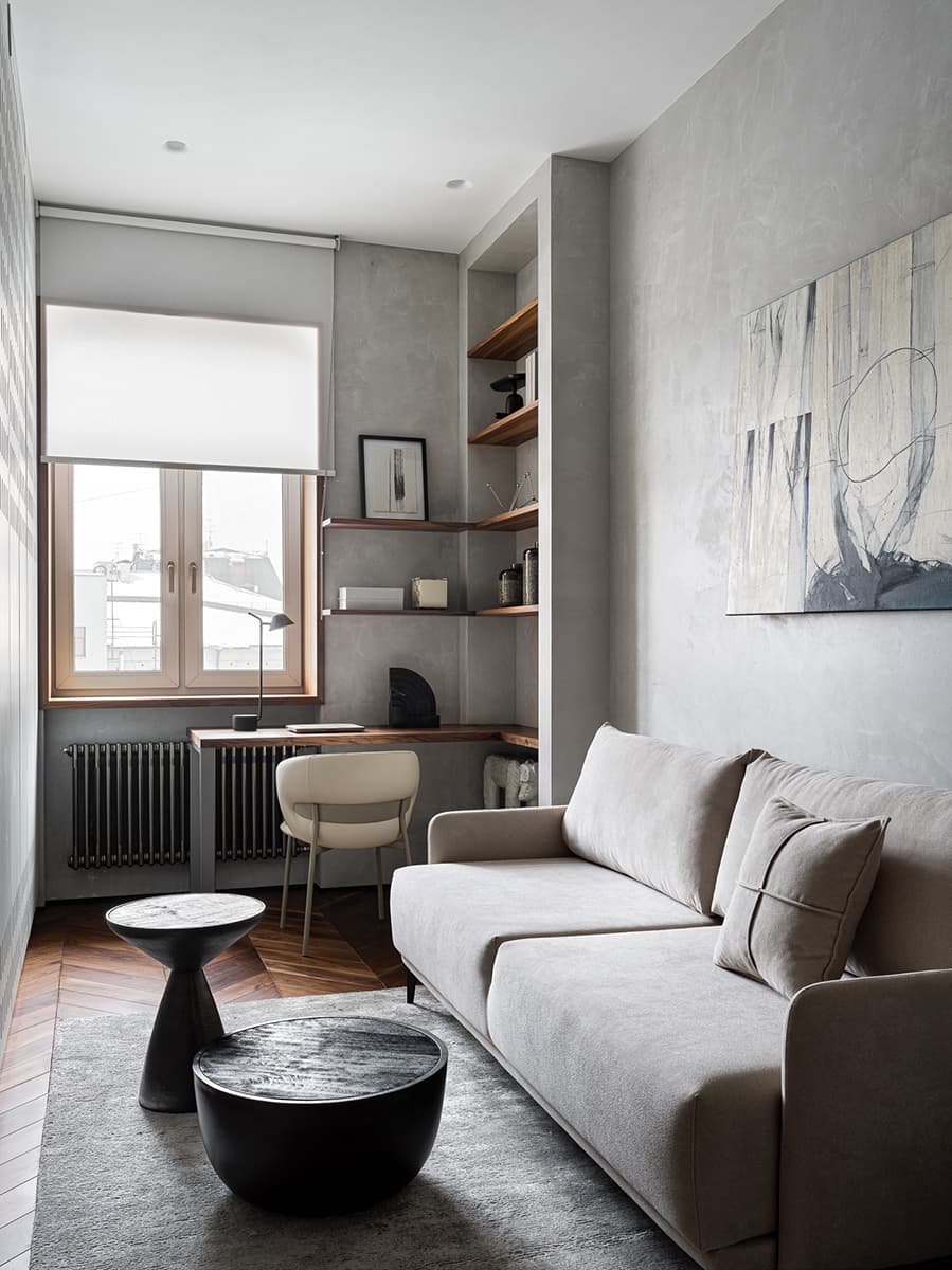 Светлый интерьер квартиры в центре Москвы с отсылками к экостилю — проект OMNIA STUDIO