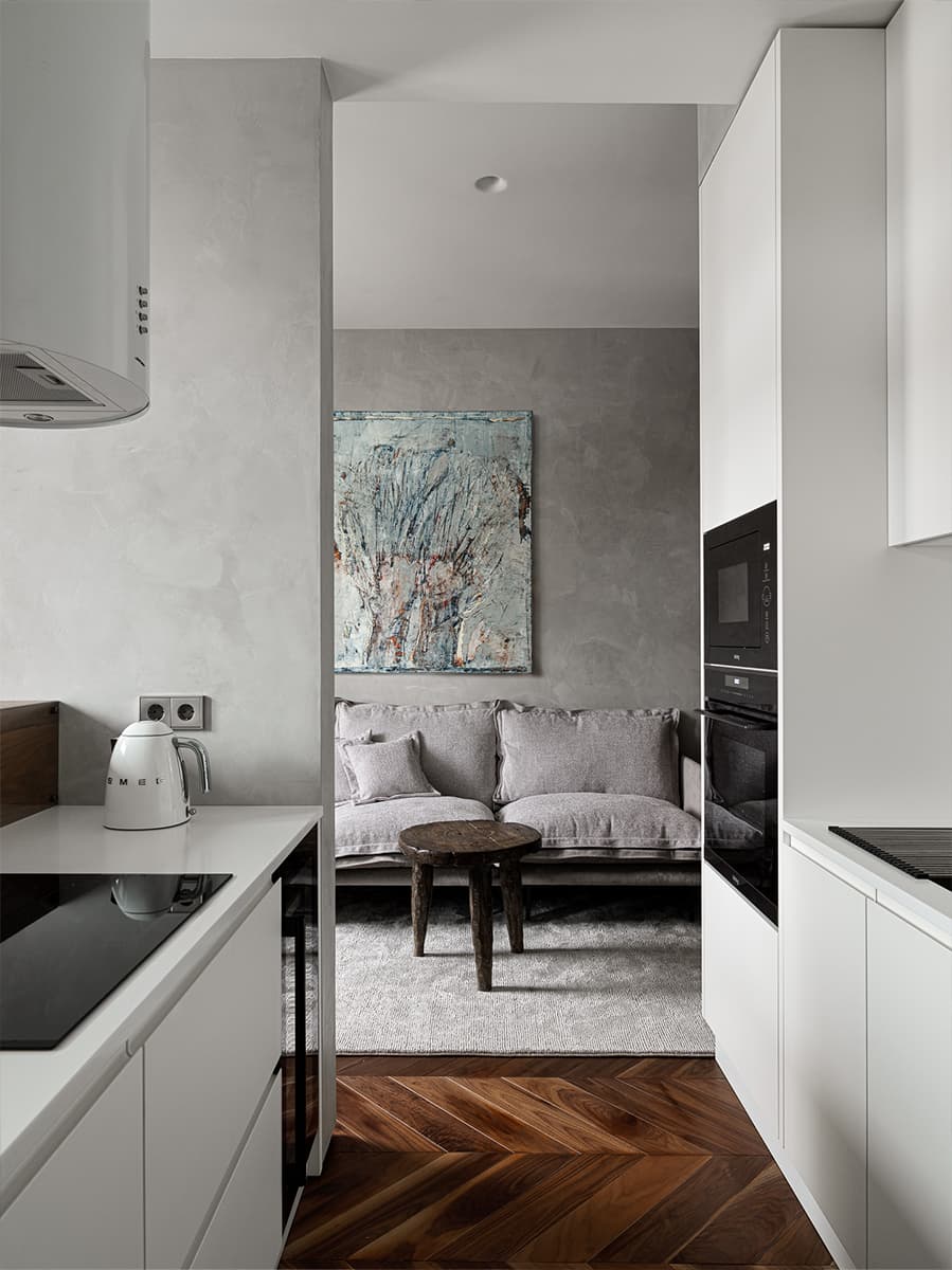 Светлый интерьер квартиры в центре Москвы с отсылками к экостилю — проект OMNIA STUDIO