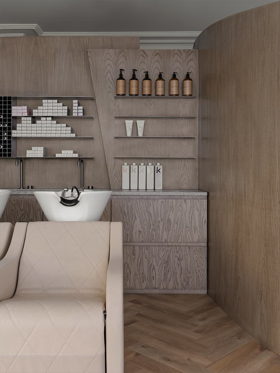 Светлый интерьер премиального салона красоты с оригинальными зеркалами — проект Юлии Пасько