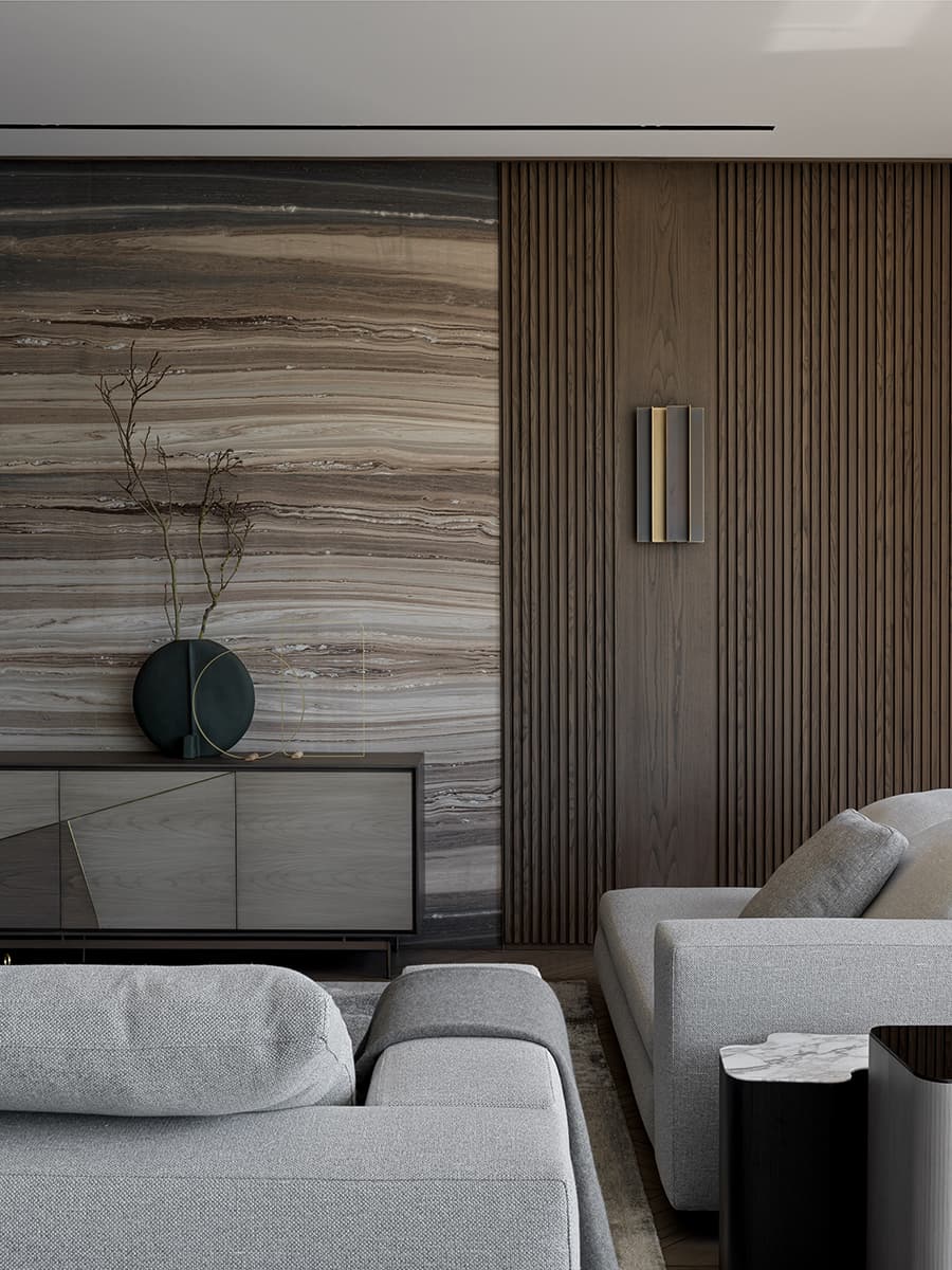 Элегантная геометрия, латунь и итальянская мебель в интерьере квартиры на Пресне — проект Studio 25