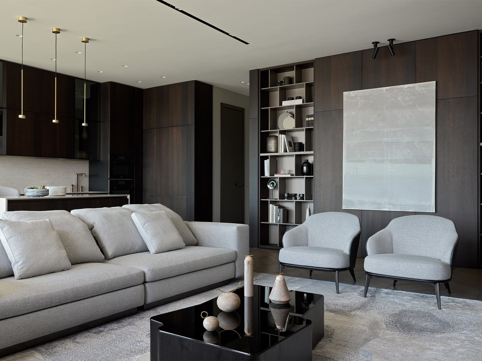 Элегантная геометрия, латунь и итальянская мебель в интерьере квартиры на Пресне — проект Studio 25