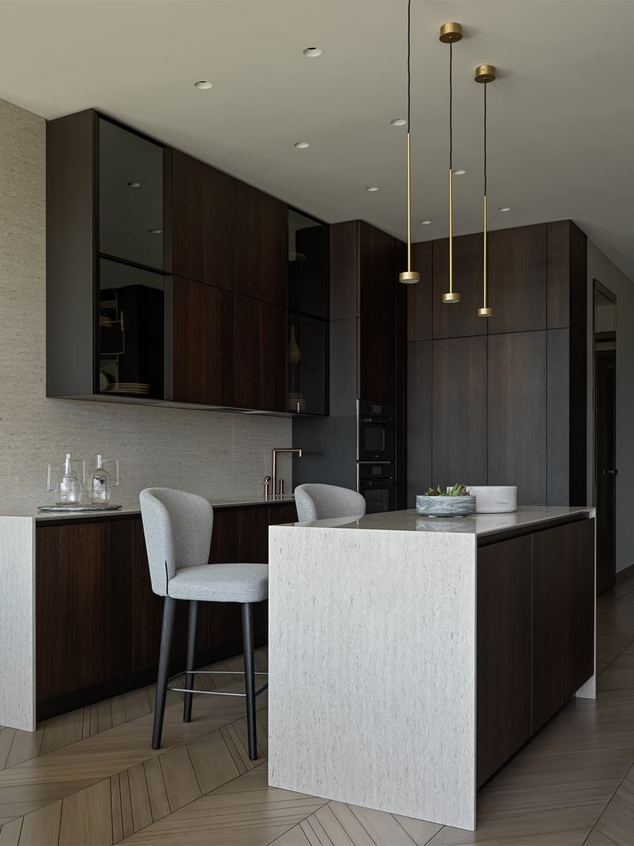 Элегантная геометрия, латунь и итальянская мебель в интерьере квартиры на Пресне — проект Studio 25