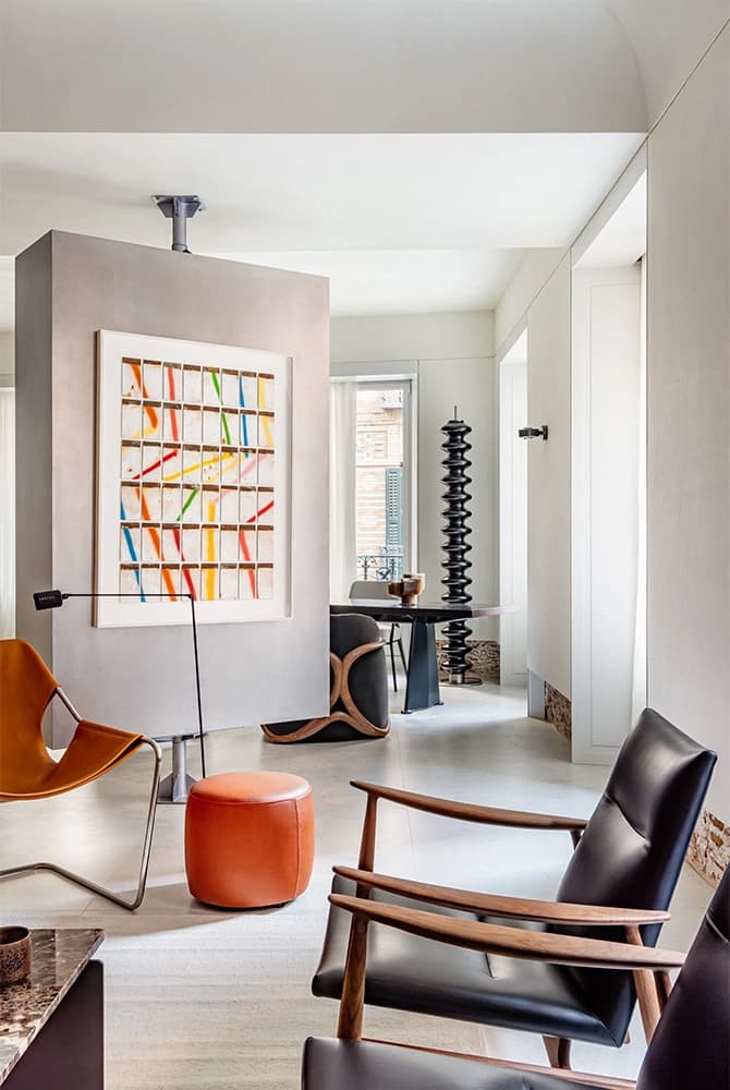 Теплый и эклектичный интерьер квартиры с винной комнатой — проект Arquid