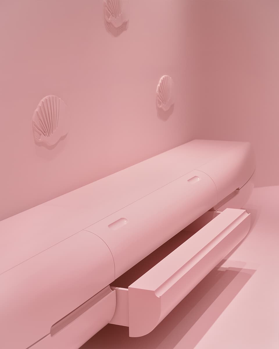 Скругленные формы в фантазийном интерьере шоурума женской одежды — проект MUNO Design