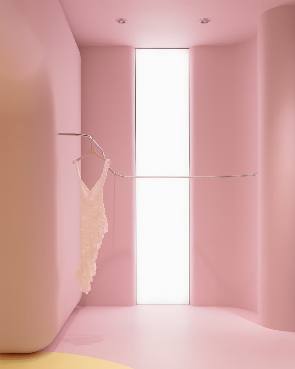 Скругленные формы в фантазийном интерьере шоурума женской одежды — проект MUNO Design