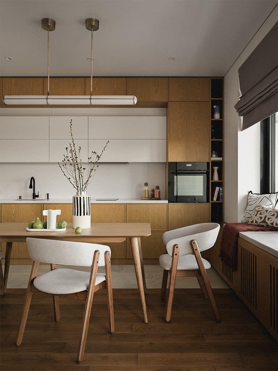 Фактура теплого дерева и нестандартное планировочное решение в интерьере петербургской квартиры — проект Анны Луцкевич