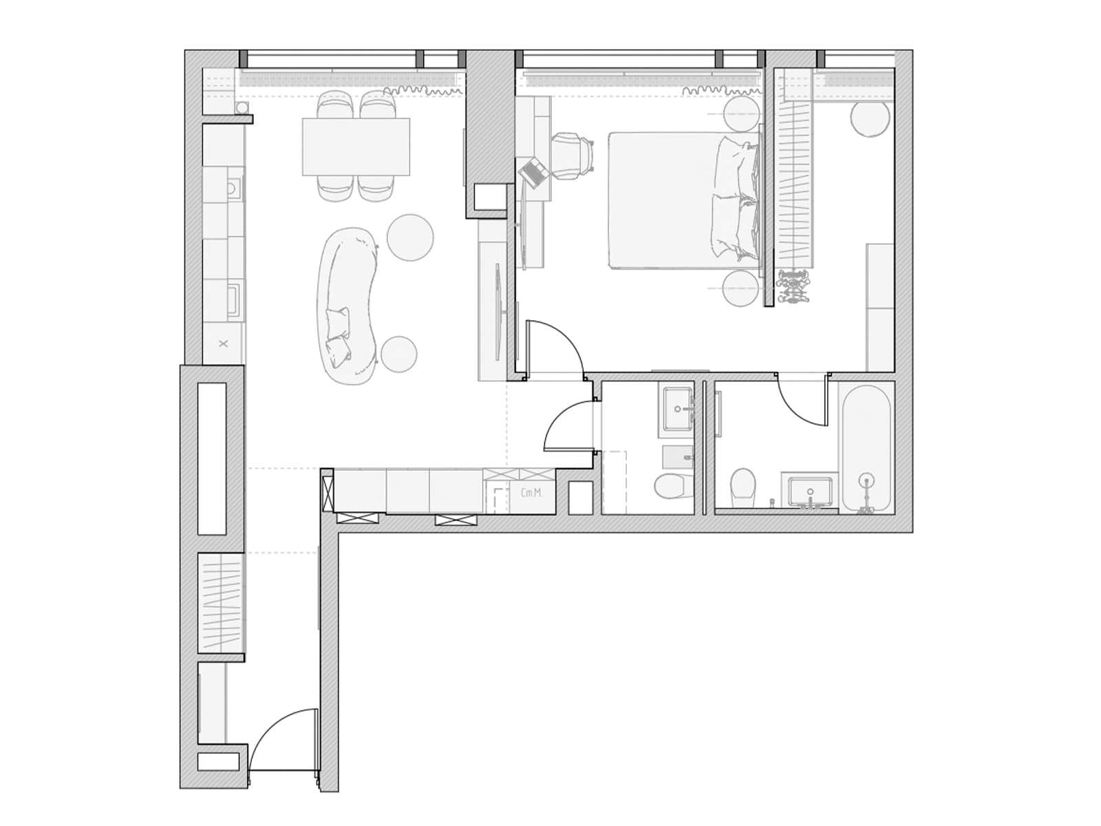 Сдержанный интерьер квартиры с видом на Москва-Сити — проект Кристины Кораблиной