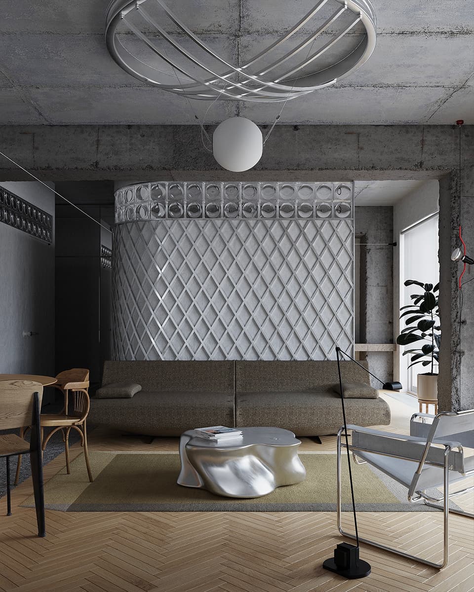 Переосмысление образа юрты в брутальном интерьере квартиры в Алматы — проект архитектурного бюро Hala