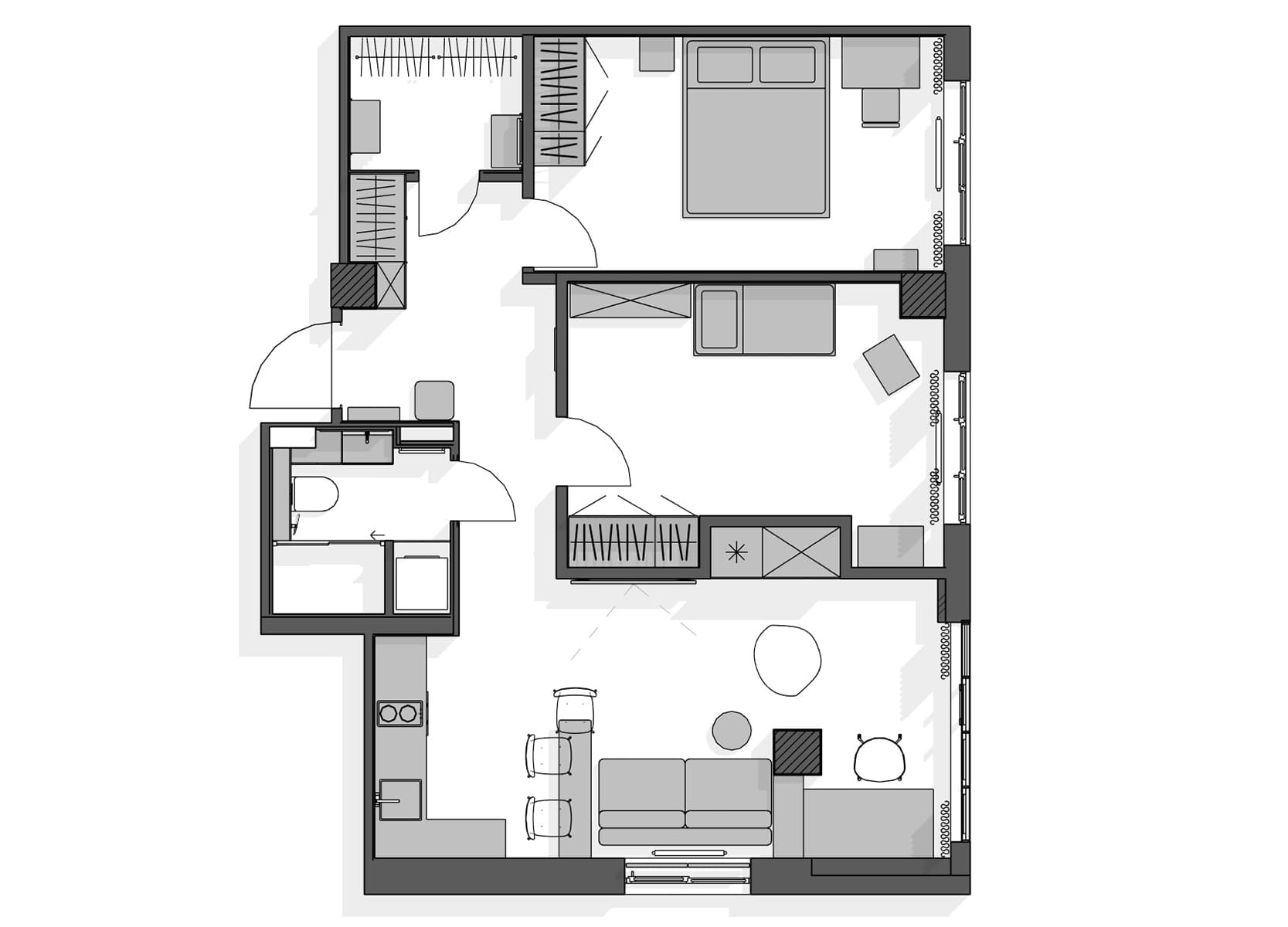 Акцентное искусство в теплом интерьере небольшой квартиры — проект бюро интерьеров 21°DESIGN