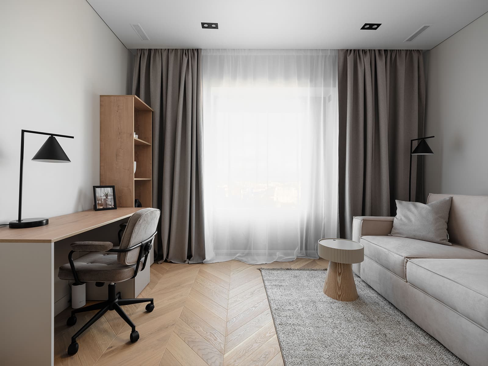 Двухуровневый остров в светлом интерьере квартиры для пары путешественников — проект Yuloo Studio