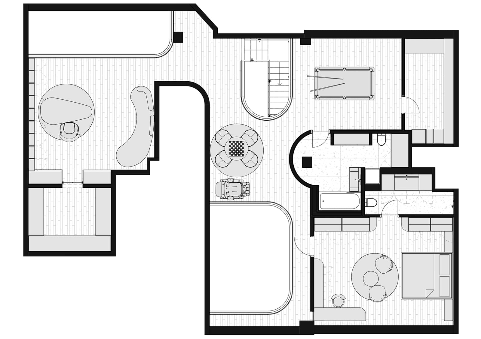Элегантный интерьер пентхауса с бильярдной в центре Москвы — проект дизайн-студии ММ interior