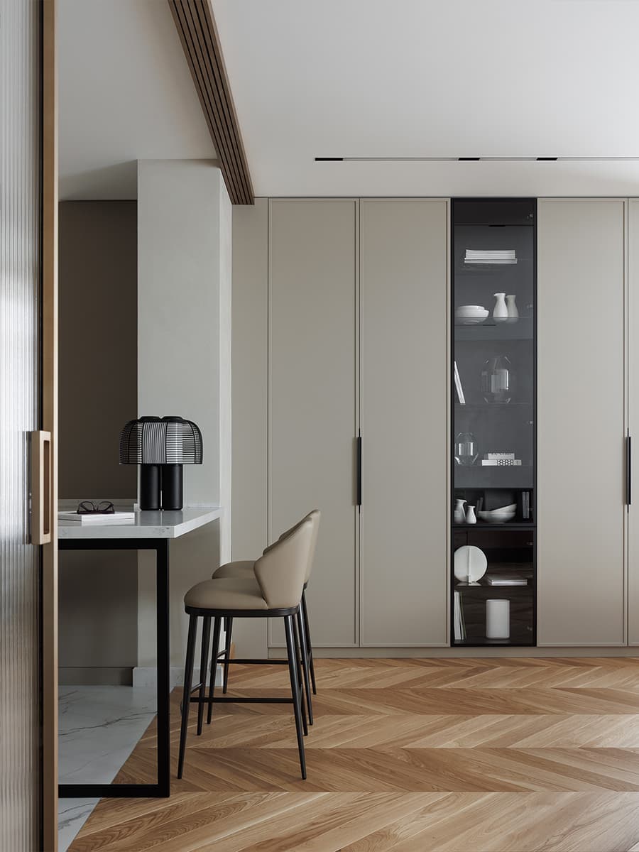 Бесшовные обои и итальянская мебель в светлом интерьере квартиры — проект Ольги Фокиной