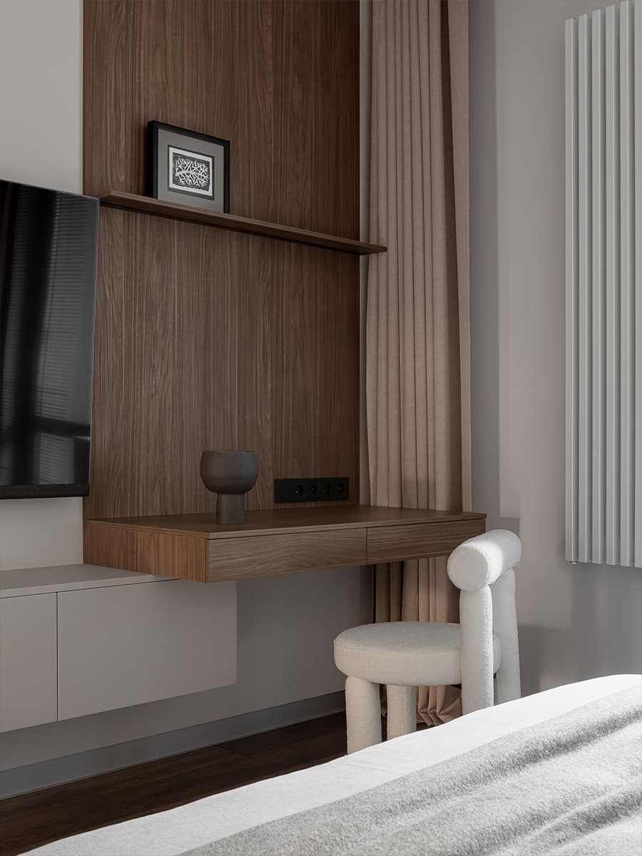 Радиусные перегородки в умиротворяющем интерьере для семьи — проект студии интерьерного дизайна STUDIO WHITE DESIGN