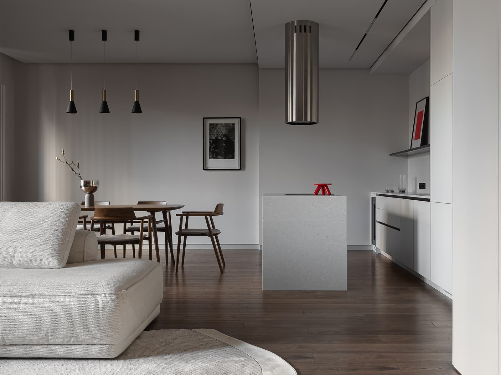 Радиусные перегородки в умиротворяющем интерьере для семьи — проект студии интерьерного дизайна STUDIO WHITE DESIGN