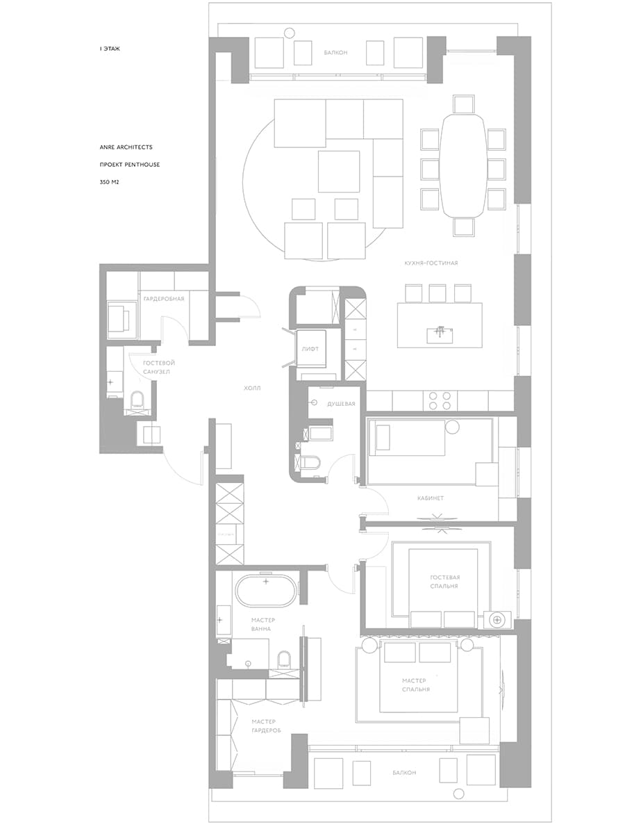 Респектабельный интерьер двухэтажного пентхауса в столице — проект ANRE ARCHITECTS