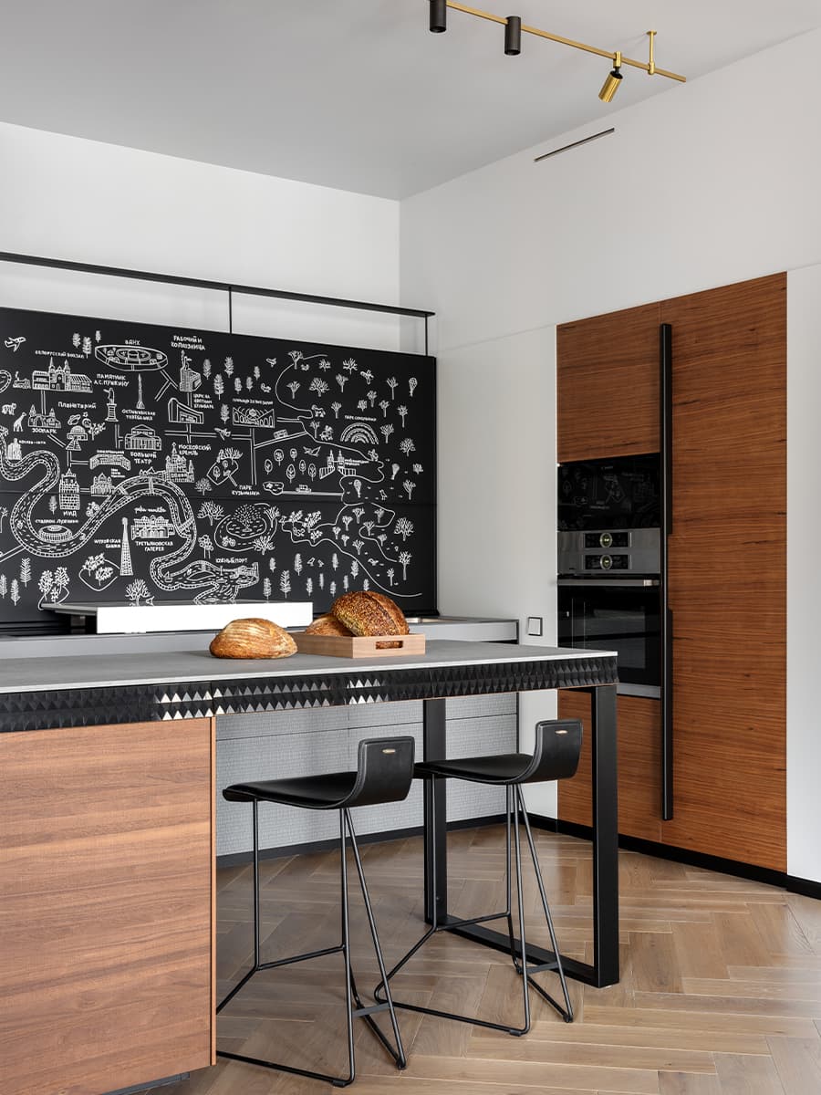 Элементы конструктивизма в красочном интерьере большой квартиры — проект Architecture design MatGolm