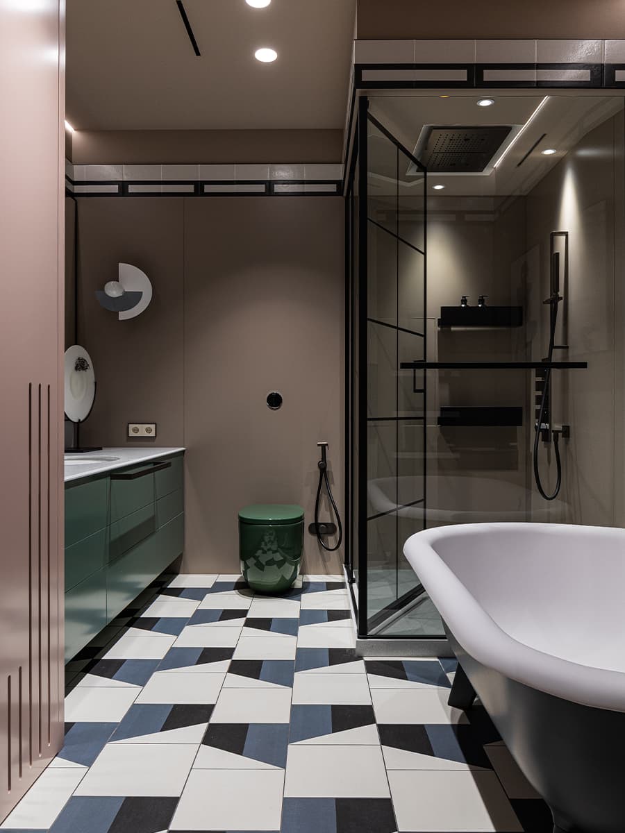 Элементы конструктивизма в красочном интерьере большой квартиры — проект Architecture design MatGolm