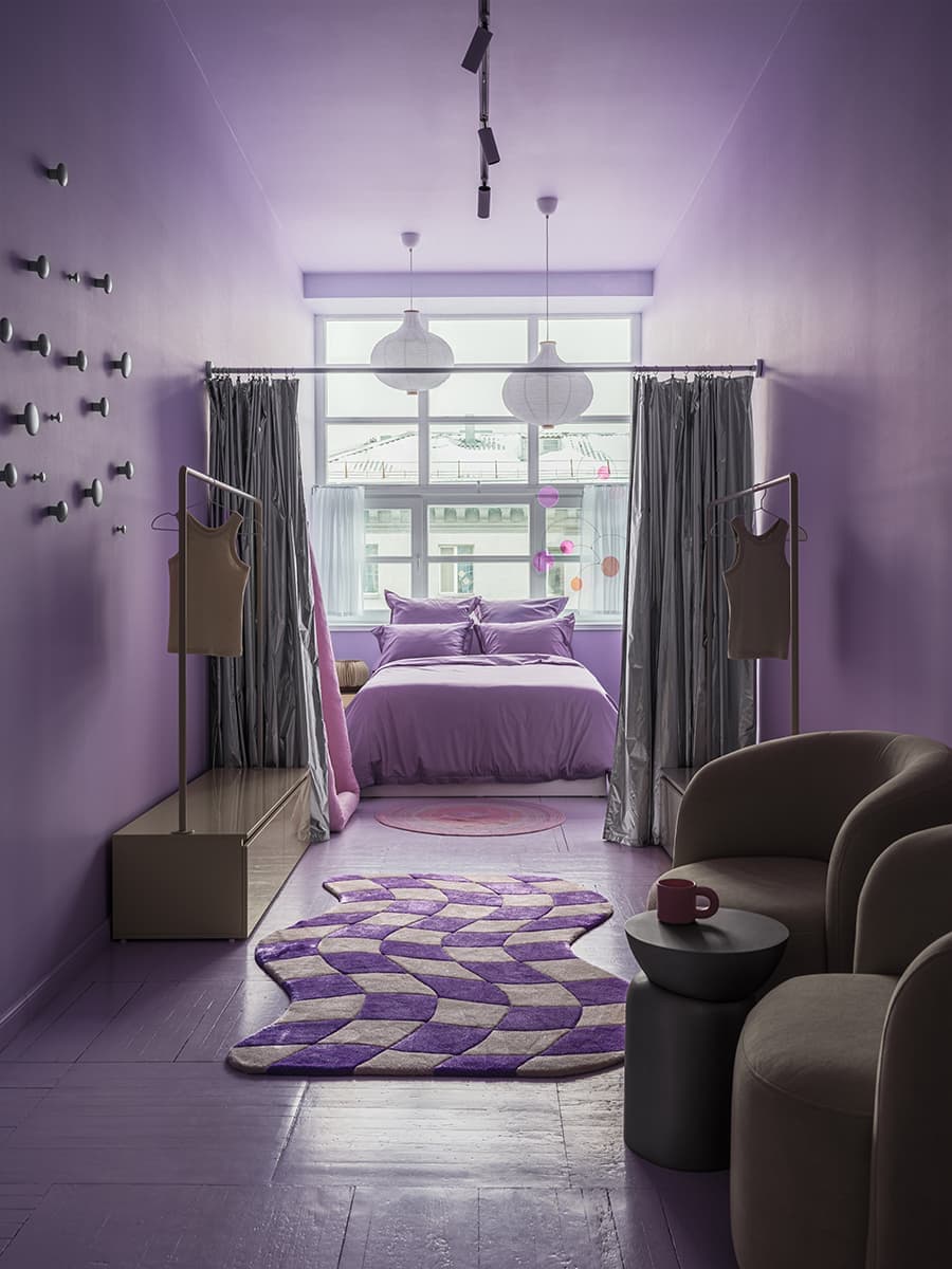 Монохром и металлизированные шторы в интерьере шоурума постельного белья — проект Анны Завгородней